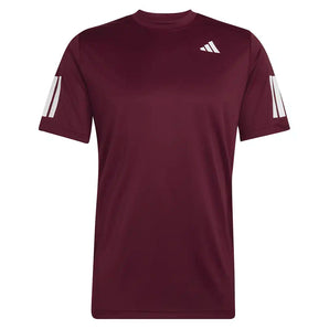 Men's Club 3 Stripe Tennis Tee Maroon,Apparel,Adidas,Maroon,XS,Tennis Express,KS8311-1