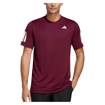 Men's Club 3 Stripe Tennis Tee Maroon,Apparel,Adidas,,,Tennis Express,KS8311-3