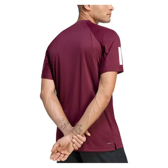 Men's Club 3 Stripe Tennis Tee Maroon,Apparel,Adidas,,,Tennis Express,KS8311-4