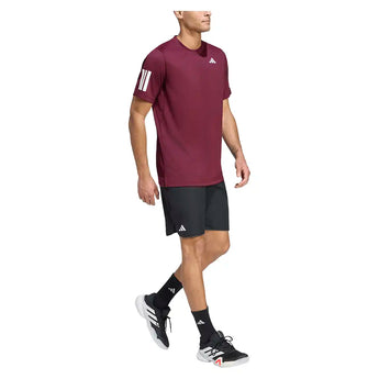 Men's Club 3 Stripe Tennis Tee Maroon,Apparel,Adidas,,,Tennis Express,KS8311-5