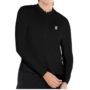 Women's Excel Zip Tennis Long Sleeve-Apparel-K-Swiss-KWT19-B-Black-Tennis Express