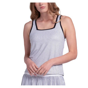 Women's Square Neck Tennis Tank,Apparel,K-Swiss,White/Black,XS,Tennis Express,KWT74-F26-w-3