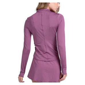 Women's Momentum 1/4 Zip Tennis Long Sleeve Fig and White, K-Swiss, Tennis Express, KWT75-20J582F26-1