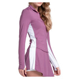 Women's Momentum 1/4 Zip Tennis Long Sleeve Fig and White, K-Swiss, Tennis Express, KWT75-20J582F26-2