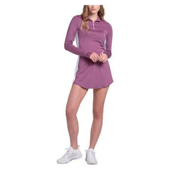 Women's Momentum 1/4 Zip Tennis Long Sleeve Fig and White, K-Swiss, Tennis Express, KWT75-20J582F26-3