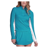 Women's Momentum 1/4 Zip Tennis Long Sleeve,Apparel,K-Swiss,Baltic/White,XS,Tennis Express,KWT75-F26-b-3
