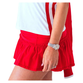 Women's Lawley 13 Inch Tennis Skort Red, Bubble, Tennis Express, LAW-REDH26-1