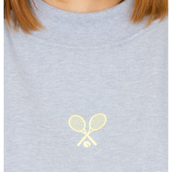 Women's The Mockneck Tennis Sweatshirt Grey, CourtLife, Tennis Express, MN-GRYF26-4