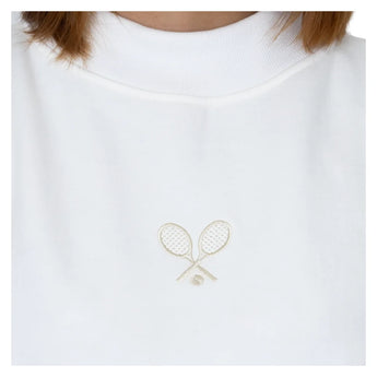 Women's The Mockneck Tennis Sweatshirt Ivory, CourtLife, Tennis Express, MN-IVF26-4