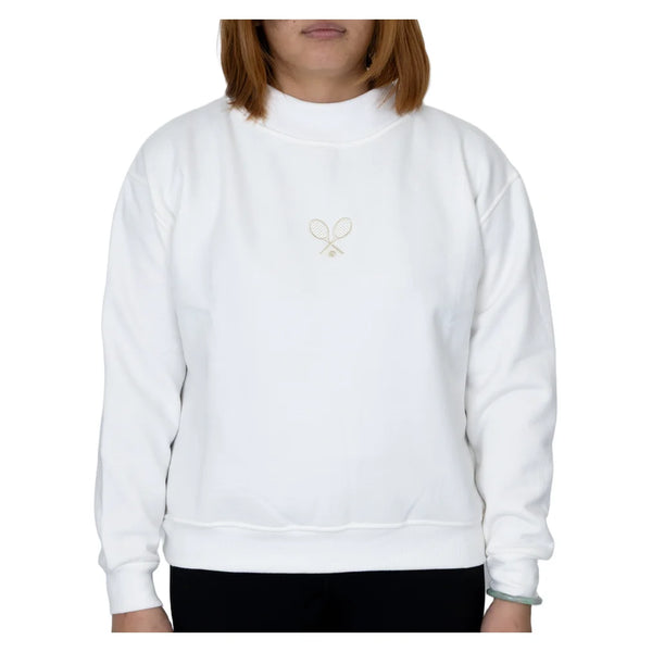 Women's The Mockneck Tennis Sweatshirt Ivory, CourtLife, Ivory, Tennis Express, MN-IVF26-IVORY-1