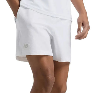 Men's Tournament Seersucker Tennis Short White-Apparel-New Balance-MS51402-WTU251-Tennis Express