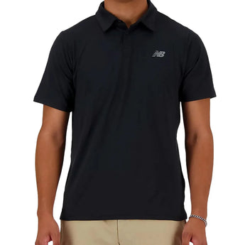Men's Performance Tennis Polo Black-Apparel-New Balance-MT41401-BKS24-Tennis Express