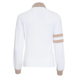 Women's Mulligan Tennis Sweater White and Khaki, Bubble, Tennis Express, MUL-26-WHTKHKF26-1