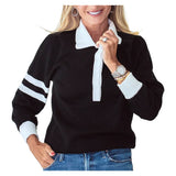 Women's Mulligan Tennis Sweater Black and White, Bubble, Black/White, Tennis Express, MUL-BWHTH26-BLACK-WHITE-1