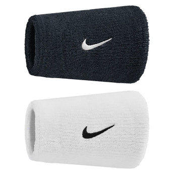 Swoosh Classic Doublewide Wristbands 2 Pack, Nike, 036 Black/White, Tennis Express, N1012406-BF26-036-BLACK-WHITE-1