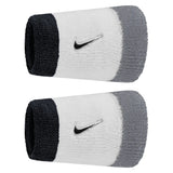 Swoosh Classic Doublewide Wristbands 2 Pack, Nike, 122 White/Cool Grey, Tennis Express, N1012406-BF26-122-WHITE-COOL-GREY-1