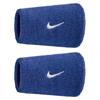 Swoosh Classic Doublewide Wristbands 2 Pack, Nike, 400 Game Royal/White, Tennis Express, N1012406-BF26-400-GAME-ROYAL-WHITE-1