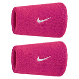 Swoosh Classic Doublewide Wristbands 2 Pack, Nike, 639 Vivid Pink/White, Tennis Express, N1012406-BF26-639-VIVID-PINK-WHITE-1