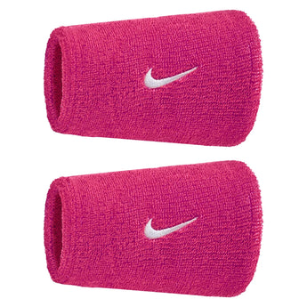 Swoosh Classic Doublewide Wristbands 2 Pack, Nike, 639 Vivid Pink/White, Tennis Express, N1012406-BF26-639-VIVID-PINK-WHITE-1