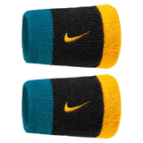 Swoosh Classic Doublewide Wristbands 2 Pack, Nike, 047 Black/Green Abyss, Tennis Express, N1012406-F26-047-BLACK-GREEN-ABYSS-1