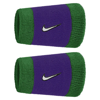 Swoosh Classic Doublewide Wristbands 2 Pack, Nike, 306 Clover/Fierce Purple, Tennis Express, N1012406-F26-306-CLOVER-FIERCE-PURPLE-1