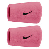 Swoosh Classic Doublewide Wristbands 2 Pack, Nike, 618 Peony/Black, Tennis Express, N1012406-F26-618-PEONY-BLACK-1