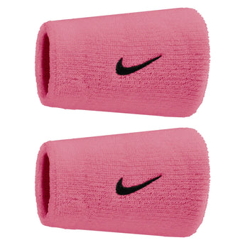 Swoosh Classic Doublewide Wristbands 2 Pack, Nike, 618 Peony/Black, Tennis Express, N1012406-F26-618-PEONY-BLACK-1