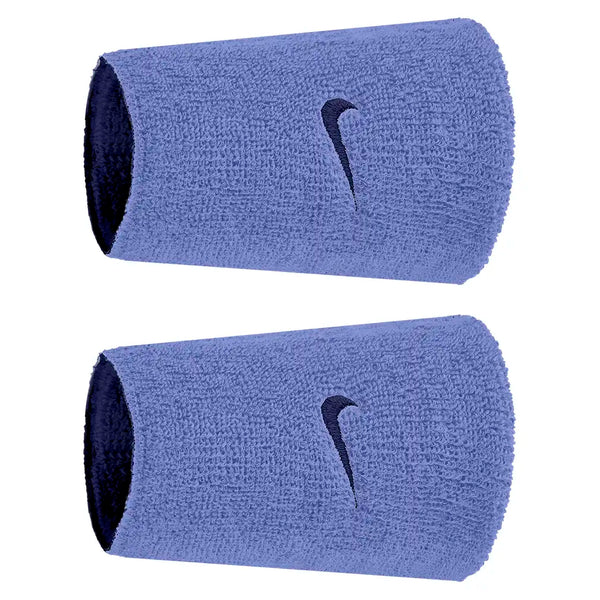 Swoosh Classic Reversible Doublewide Wristbands 2 Pack,Accessories,Nike,526 Sapphire/Midnight Navy,One Size,Tennis Express,N1012411-F26-526-1