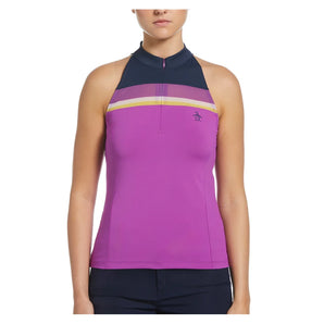 Womens Color Block Zip Halter Tennis Tank Purple Cactus Flower-Apparel-Penguin-O1KFE018-520F24-3_2aa16201-27fc-4873-8674-4517766d5d76-628450Tennis Express