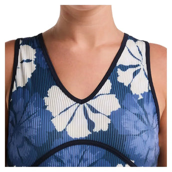 Women's Fuji Floral Jacquard Tennis Tank Black Iris-Apparel-Penguin-O1KFF016-417F25-2-Tennis Express