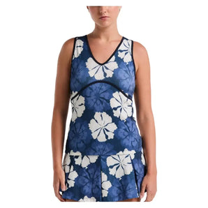 Women's Fuji Floral Jacquard Tennis Tank Black Iris-Apparel-Penguin-O1KFF016-417F25-Tennis Express