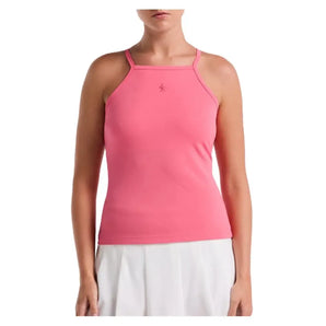 Women's Grid Jacquard Tennis Tank with Shelf Bra Camellia Rose-Apparel-Penguin-O1KFF021-660F25-Tennis Express