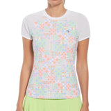 Women's Short Sleeve Printed Tennis Crew with Mesh Bright White-Apparel-Penguin-O1KSE017-118S24-3-[Sku]-Tennis Express
