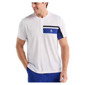Men's Performance Chest Blocked 3 Snap Henley Tennis Polo Bright White,Apparel,Penguin,118 Bright White,S,Tennis Express,O1KSG012