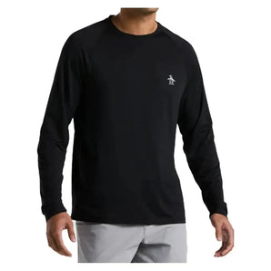 Men's Solid Performance Long Sleeve Tennis Raglan Caviar-Apparel-Penguin-OGKSB0M8-001B-Tennis Express