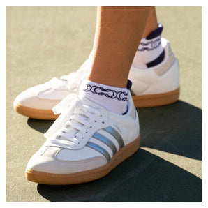 Women's Pro Tennis Socks White and Navy,Socks,Courting,,,Tennis Express,PROSOCK-WHTB-1