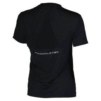 Womens Short Sleeve Performance Tennis Top Black and Sleet-Apparel-Paddletek-PTW05-BU24-1-Tennis Express