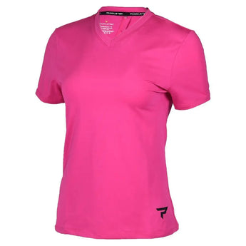 Womens Short Sleeve Performance Tennis Top Fuchsia and Sleet-Apparel-Paddletek-PTW05-FU24-Tennis Express