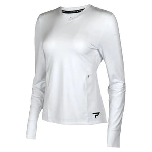Womens Long Sleeve Performance Tennis Top White and Black-Apparel-Paddletek-PTW06-WU24-Tennis Express