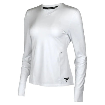 Womens Long Sleeve Performance Tennis Top White and Black-Apparel-Paddletek-PTW06-WU24-Tennis Express