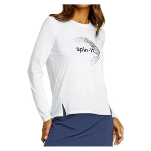 Women's Friday Long Sleeve Pickleball Top-Apparel-Spin-It-PX3165-B_-Chalk-Tennis Express