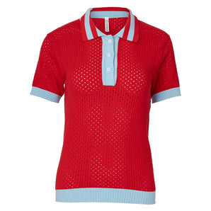Women's Rally Polo Red and Light Blue,Apparel,Bubble,Red/Light Blue,XS,Tennis Express,RALS-RLB