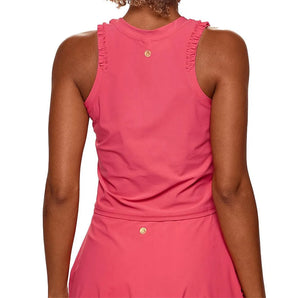 Women's Ruffle Crop Tennis Tank Geranium-Apparel-Bobbe-RCTT-GRH24-1-2-[Sku]-Tennis Express
