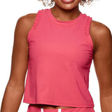 Women's Ruffle Crop Tennis Tank Geranium-Apparel-Bobbe-RCTT-GRH24-1-[Sku]-Tennis Express