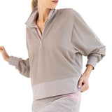 Women's Baila Half Zip Tennis Top Latte-Apparel-Inphorm-S25024-2511S25_3c7af008-7076-41c2-b879-01940ea35f5b-Tennis Express