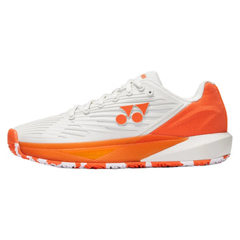 Men's CLAY Court Power Cushion Eclipsion 5 Tennis Shoes Silver and Orange, Yonex, Tennis Express, STE5MCSOR-1