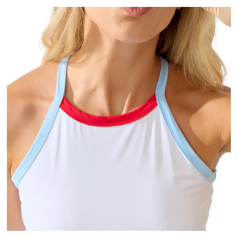 Women's Dropshot Tennis Tank White and Azure,Apparel,Bobbe,,,Tennis Express,STFF-DT-1111-6