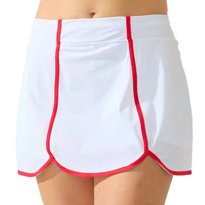 Women's Farah Tennis Skort White and Cherry Red,Apparel,Bobbe,White/Cherry Red,XS,Tennis Express,STFF-FS-2108-3