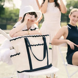 Women's Scalloped Tennis Tote Navy-Bags-Ame and Lulu-STT-S25-1-Tennis Express