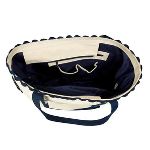 Women's Scalloped Tennis Tote Navy-Bags-Ame and Lulu-STT-S25-2-Tennis Express